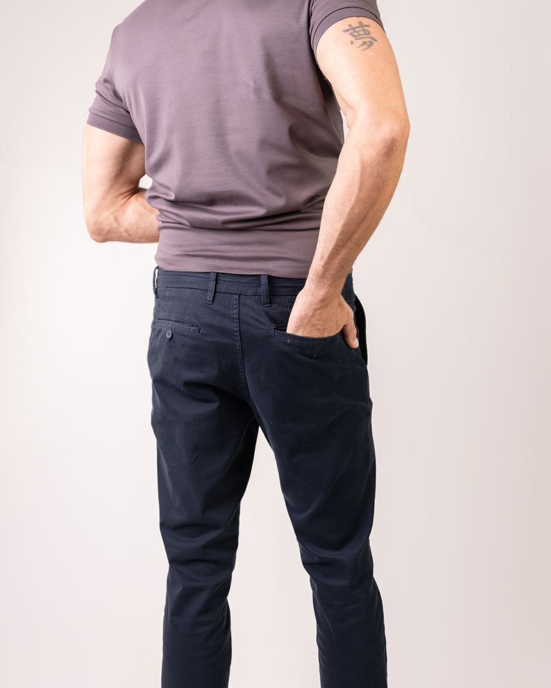 Calça Milano Slim Fit Sarja Marinho