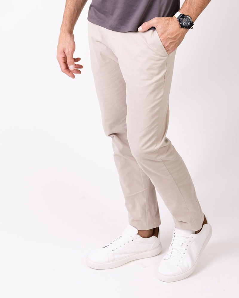 Calça Milano Basic Fit Sarja Bege