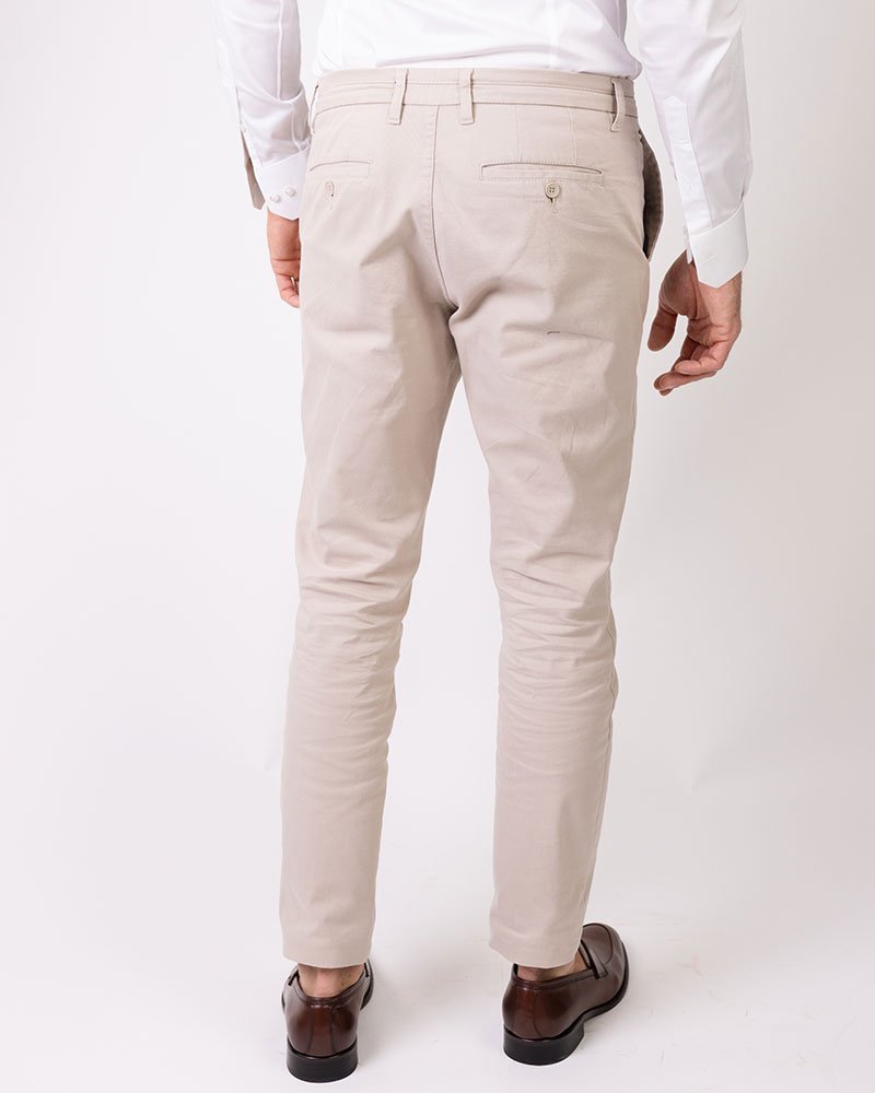 Calça Milano Basic Fit Sarja Bege
