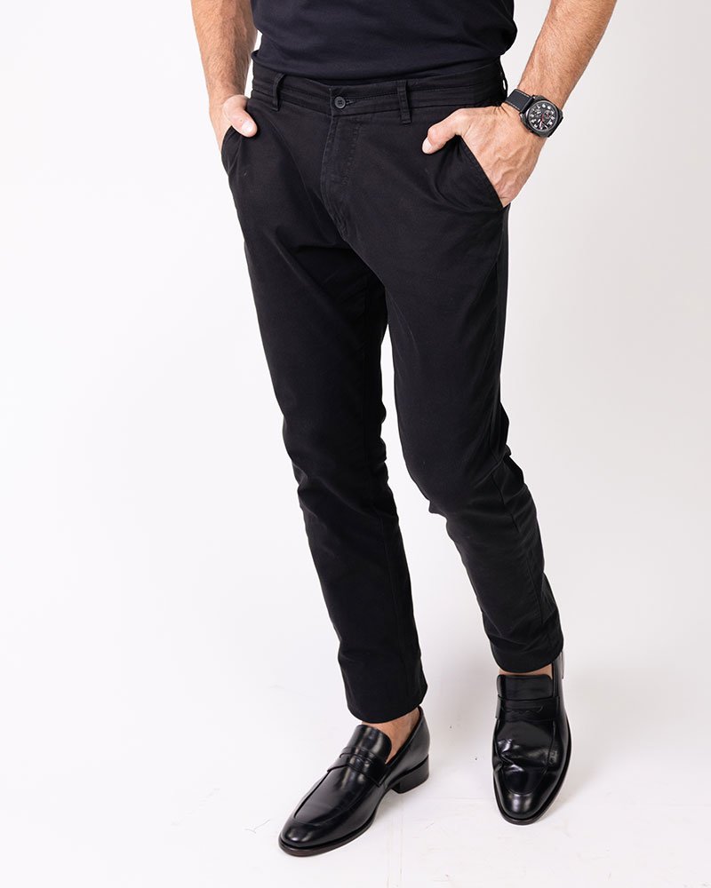 Calça Milano Slim Fit Sarja Preta