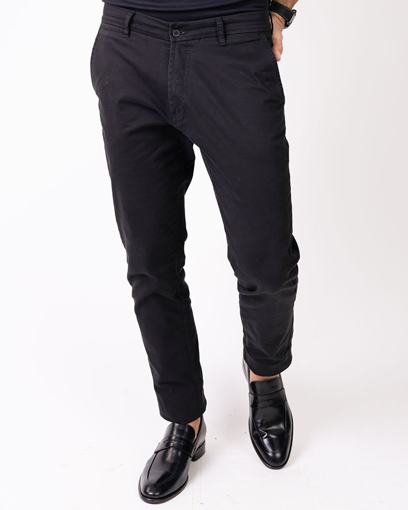 Calça Milano Slim Fit Sarja Preta