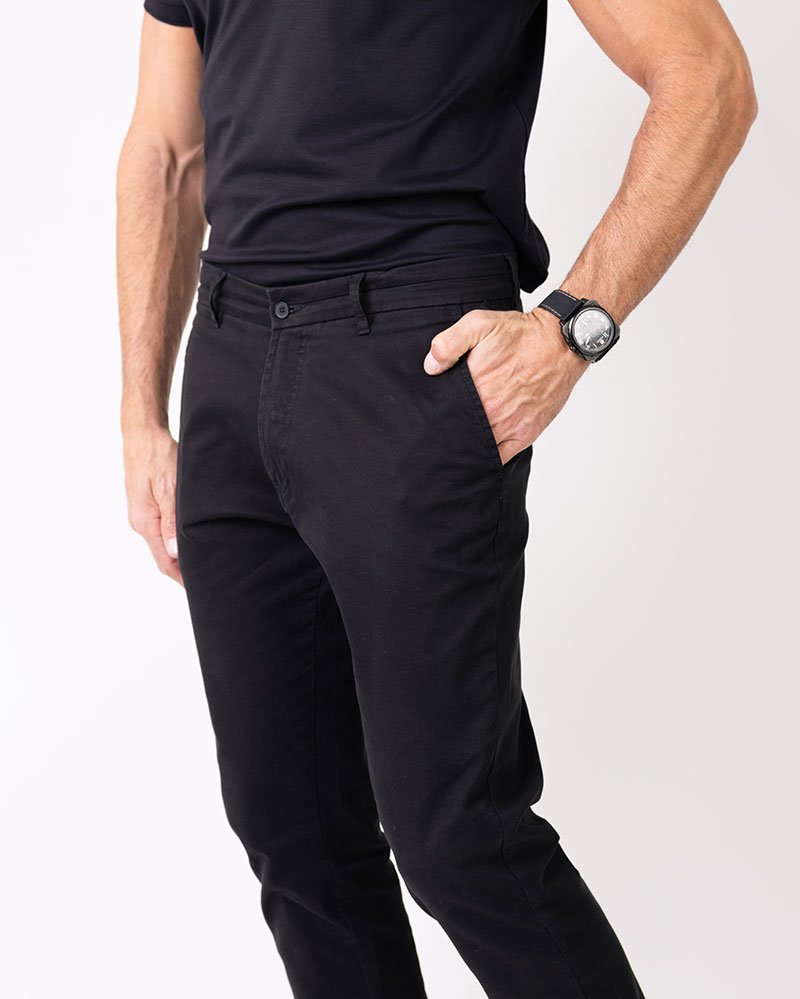 Calça Milano Slim Fit Sarja Preta