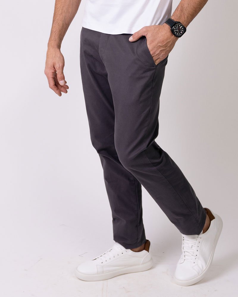 Calça Milano Slim Fit Sarja Cinza