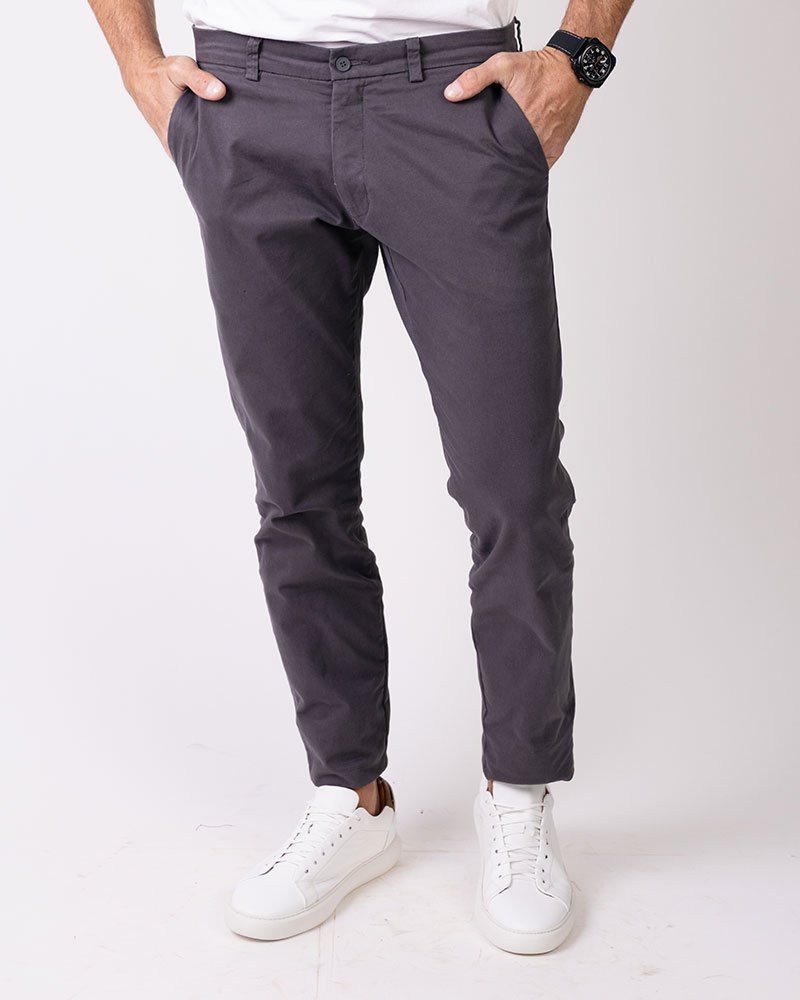 Calça Milano Slim Fit Sarja Cinza