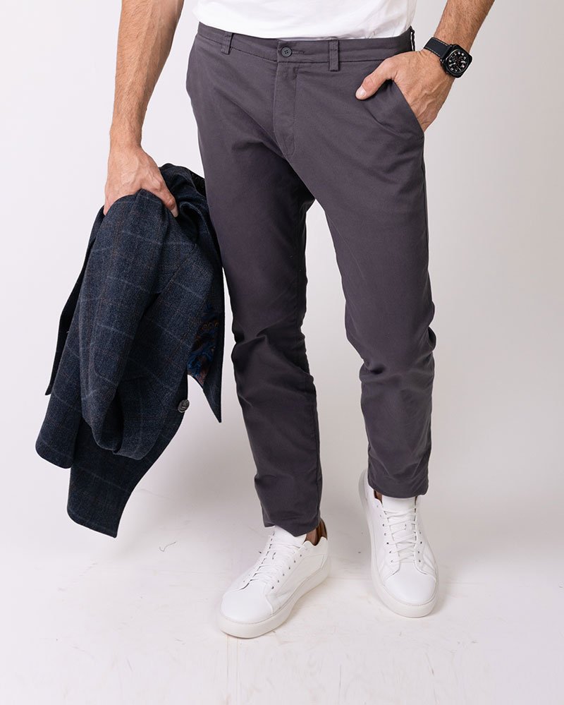 Calça Milano Slim Fit Sarja Cinza