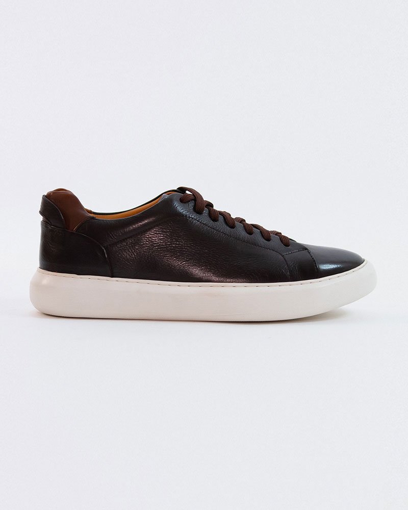 Tenis Sneaker Cabernet em Couro Marrom